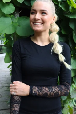Hot Isa-Ls-Lace-Sleeve-Blouse Bluser & Skjorter