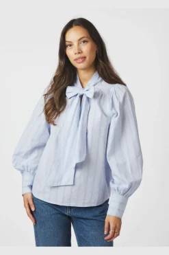 Neo Noir Bluser & Skjorter<Jaz Bow Stripe Blouse 166718