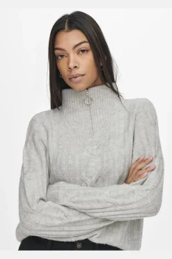 JDY Bluser & Skjorter|Strik<andrea L/S Zip Cable Pullove Knt