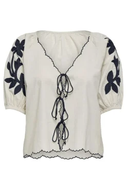 Clearance filuca 2/4 Embroidery Tie Top T-Shirts & Toppe