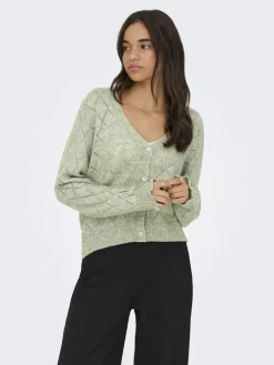 Outlet letty L/S V-Neck Struc Cardi Knt Cardigans|Ammevenligt Tøj
