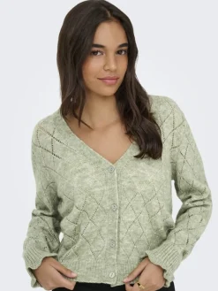 Outlet letty L/S V-Neck Struc Cardi Knt Cardigans|Ammevenligt Tøj