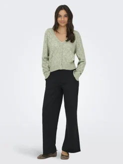 Outlet letty L/S V-Neck Struc Cardi Knt Cardigans|Ammevenligt Tøj