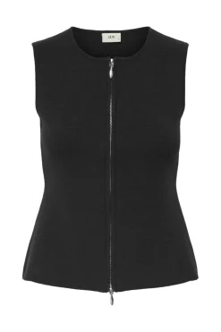 Clearance riley S/L O-Neck Two Way Zip Vest Knt Veste