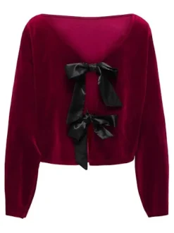Clearance victory L/S Velvet Bow Top Bluser & Skjorter