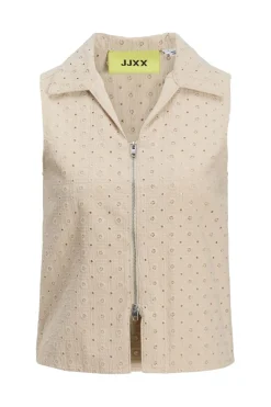 Online Jxselma Broderie Anglaise Zip Top Sæt 🛍️|T-Shirts & Toppe