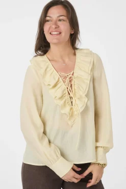 Neo Noir Bluser & Skjorter<Katarina Crepe Ruffle Blouse 166497