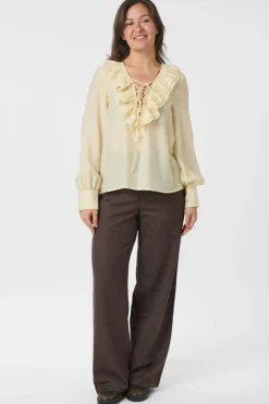Neo Noir Bluser & Skjorter<Katarina Crepe Ruffle Blouse 166497