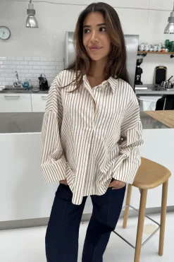 Clearance Klara L/S Brown Stripe 14986 Bluser & Skjorter