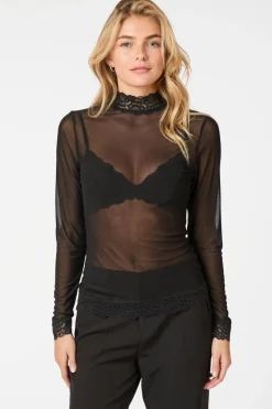 Neo Noir Bluser & Skjorter<Liza Mesh Lace Blouse 164281