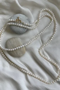 Mellow Moon Halskæder<Long Pearl Necklace Hoop