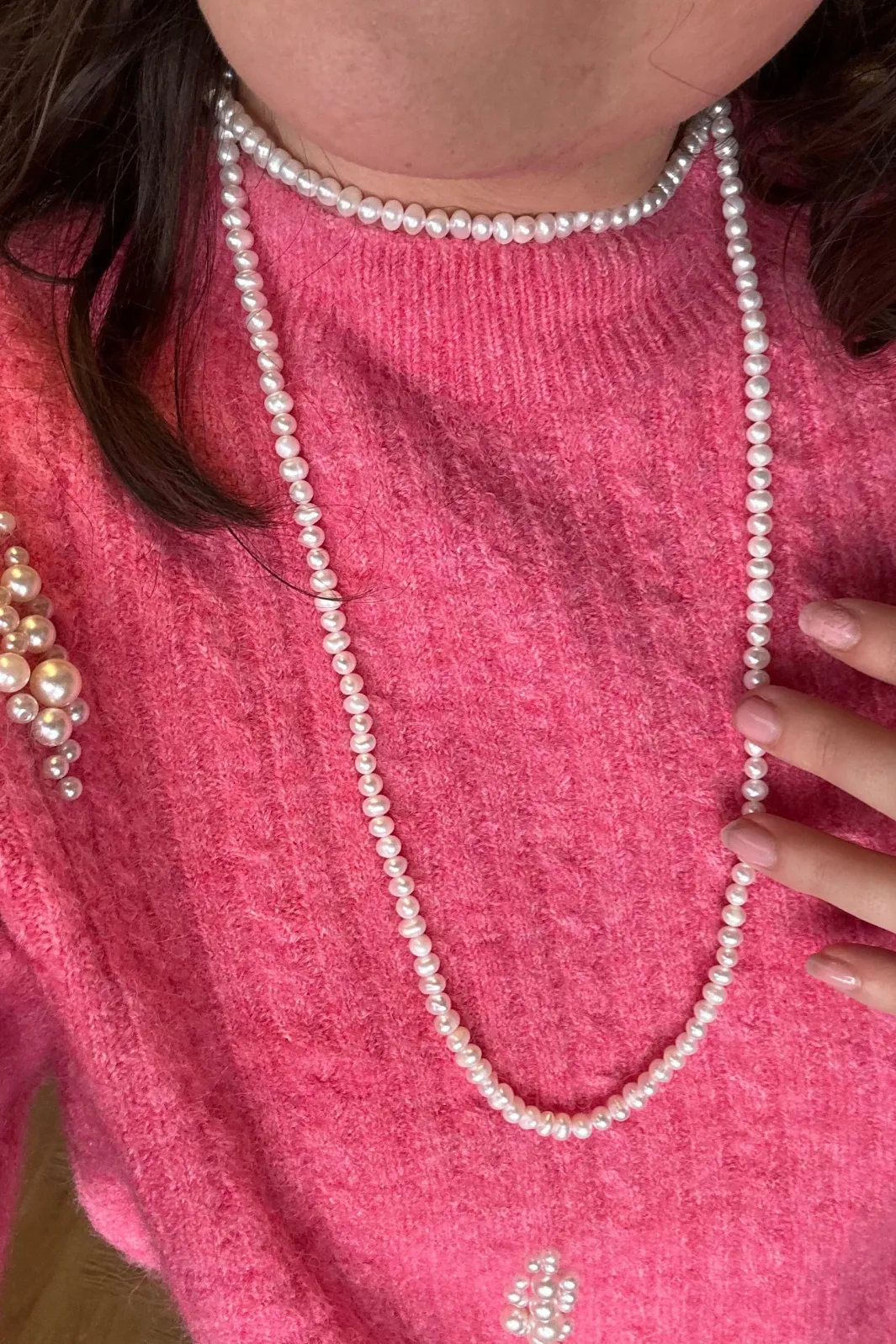 Mellow Moon Halskæder<Long Pearl Necklace Hoop