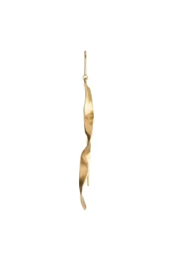 Hot Long Twisted Hammered Earring With Chain Goldenen Øreringe