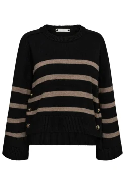 Outlet Majacc O-Button Stripe Knit 32148 Bluser & Skjorter|Strik