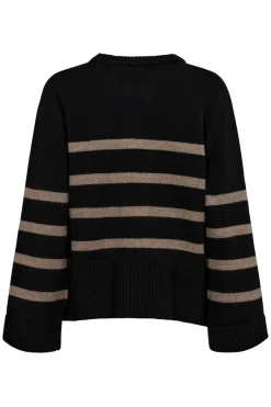 Outlet Majacc O-Button Stripe Knit 32148 Bluser & Skjorter|Strik
