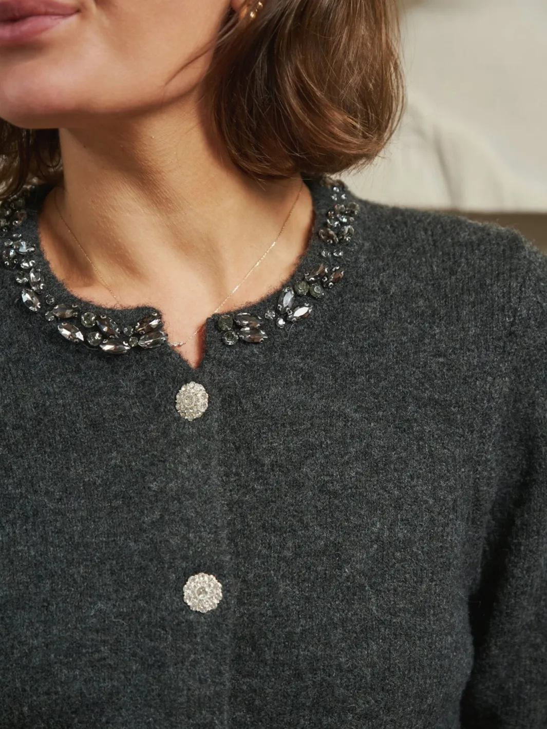 Hot Marie Stone Knit Cardigan 163850 Cardigans|Ammevenligt Tøj