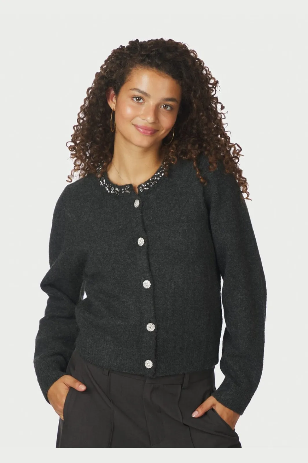 Hot Marie Stone Knit Cardigan 163850 Cardigans|Ammevenligt Tøj
