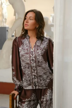 Hot Massima Paisley Border Blouse 160960 Sæt 🛍️|Bluser & Skjorter