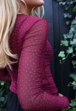 Online Mesh Ls Sparkle Tshirt 22134 Bluser & Skjorter
