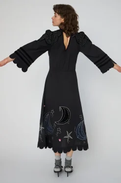 Stella Nova Kjoler<Moon And Star Embroidered Midi Dressms54-4316