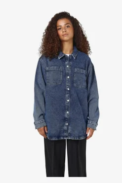 Clearance Nmalva L/S Denim Shacket Az351Mb Bluser & Skjorter