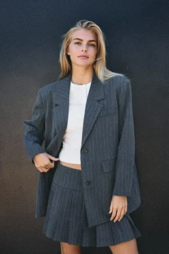 Clearance Nmcelia L/S Oversize Pinstripe Blazer Fw Blazere