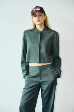 Clearance Nmellie Rhinestone Cropped Jacket Fwd Sæt 🛍️|Overtøj & Jakker