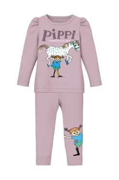 Clearance Nmfsoleim Pippi Ls Nightset Sky Børn Nattøj & Undertøj