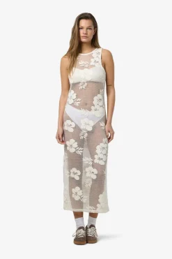 New Nmklea S/L Long Flower Lace Slit Dress Kjoler