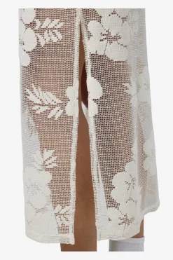 New Nmklea S/L Long Flower Lace Slit Dress Kjoler