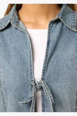 Noisy May Sæt 🛍️|Bluser & Skjorter<Nmmaisy L/S String Denim Shirt Bs031Lb