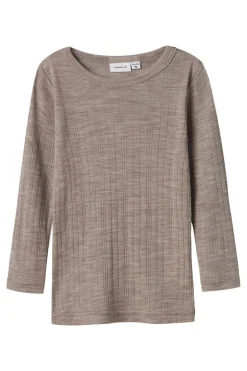 Clearance Nmmwang Wool Needle Ls Top Solid Børn T-Shirts & Toppe|Bluser & Skjorter
