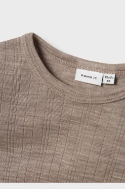 Clearance Nmmwang Wool Needle Ls Top Solid Børn T-Shirts & Toppe|Bluser & Skjorter
