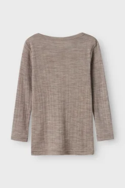 Clearance Nmmwang Wool Needle Ls Top Solid Børn T-Shirts & Toppe|Bluser & Skjorter
