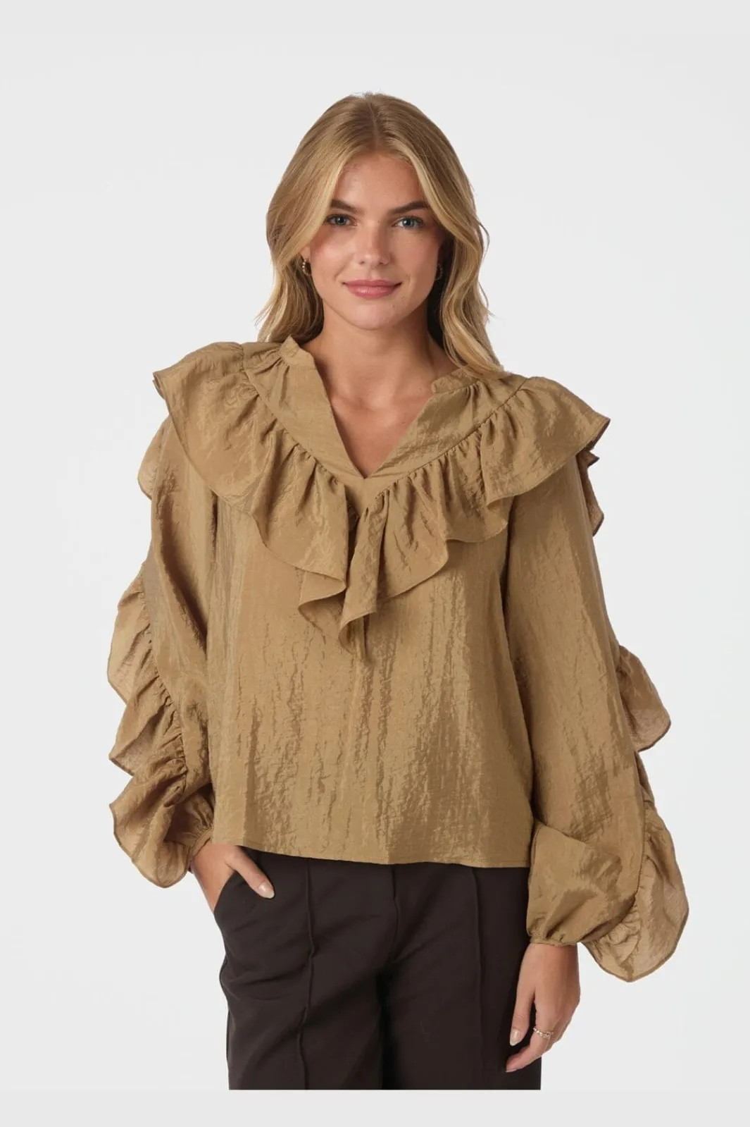 Neo Noir Bluser & Skjorter<Nula Flounce Crisp Blouse 167525