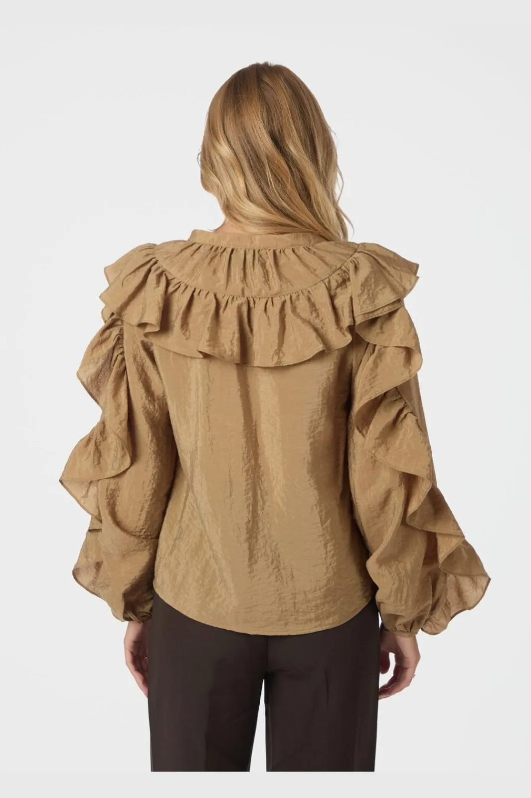 Neo Noir Bluser & Skjorter<Nula Flounce Crisp Blouse 167525