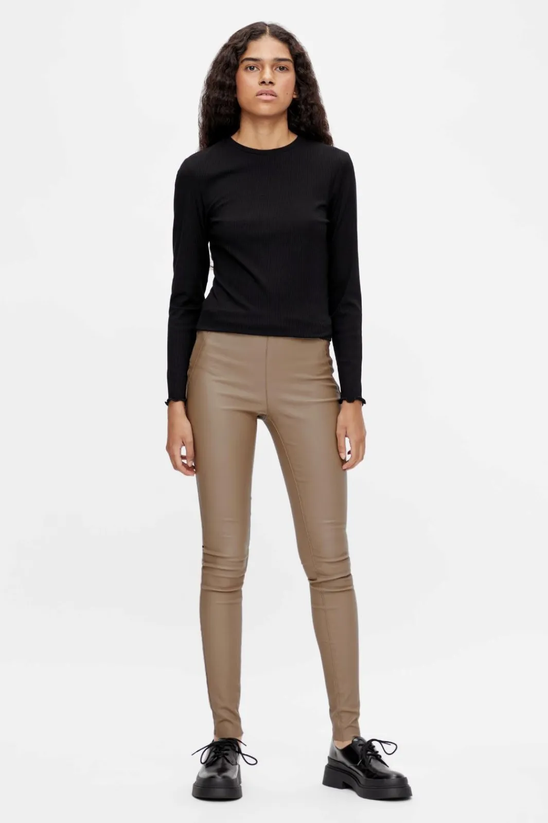 Object Bukser, Jeans & Leggings<Objbelle Mw Coated Leggings
