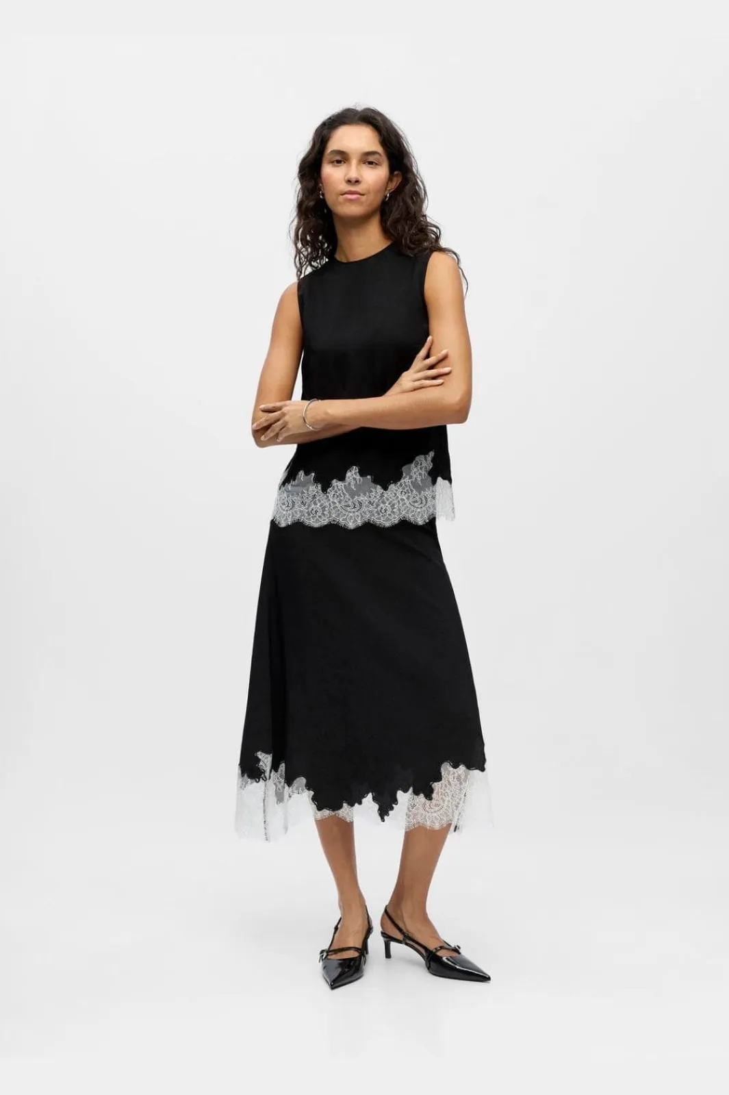 Object Sæt 🛍️|T-Shirts & Toppe<Objdalme Sl Lace Top Aw Fair 25