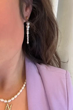 Mellow Moon Øreringe<One Pearl Long Earring