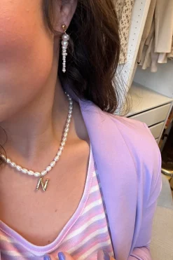 Mellow Moon Øreringe<One Pearl Long Earring