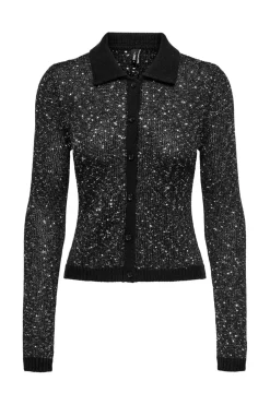 Outlet Onlabby Ls Polo Sequins Cardigan Knt Cardigans|Ammevenligt Tøj