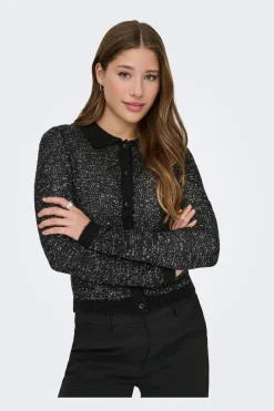 Outlet Onlabby Ls Polo Sequins Cardigan Knt Cardigans|Ammevenligt Tøj