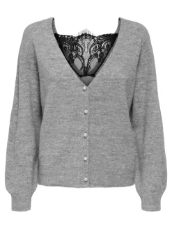 New Onladele Ls Lace Mix Revers Cardi Cc Knt Cardigans|Ammevenligt Tøj