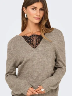 Only Cardigans|Ammevenligt Tøj<Onladele Ls Lace Mix Revers Cardi Cc Knt