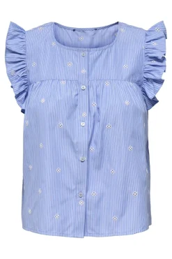 Only T-Shirts & Toppe|Ammevenligt Tøj<Onlamanda Sl Emb Top 15341412