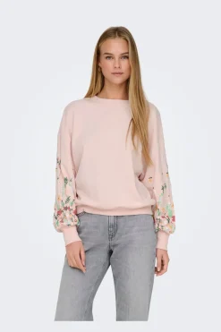 Clearance Onlbrooke L/S O-Neck Flower Swt Sweatsæt & Comfy Wear|Bluser & Skjorter