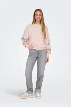 Clearance Onlbrooke L/S O-Neck Flower Swt Sweatsæt & Comfy Wear|Bluser & Skjorter