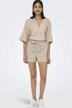 New Onlcaro 2/4 V-Neck Linen Bl Top Cc T-Shirts & Toppe
