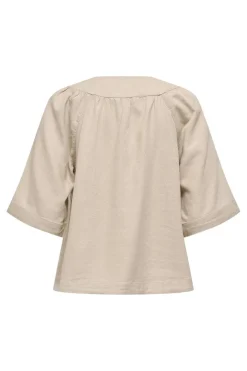 New Onlcaro 2/4 V-Neck Linen Bl Top Cc T-Shirts & Toppe