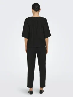 Only T-Shirts & Toppe<Onlcaro 2/4 V-Neck Linen Bl Top Cc